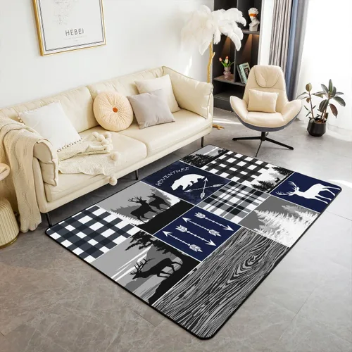 Vista 8 de Erosebridal Alfombra rústica de ciervo de 3 x 5 pies, alfombra de retazos de oso para niños, adolescentes y adultos, alfombra antideslizante de alce