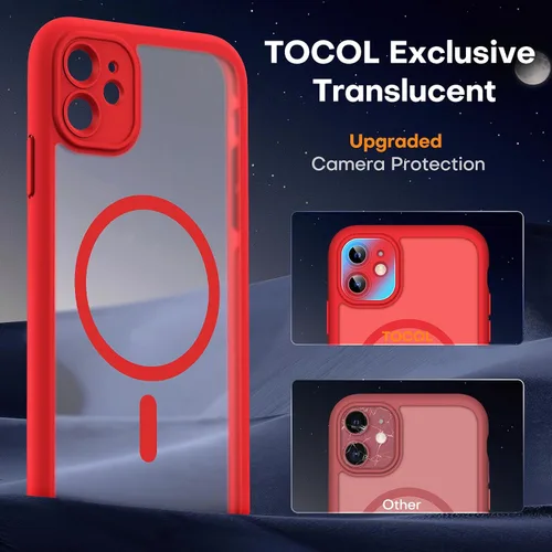 Vista 30 de TOCOL Funda magnética 3 en 1 para iPhone 15 Pro, mejorada [protección completa de cámara] con 2 protectores de pantalla, compatible con MagSafe Gris