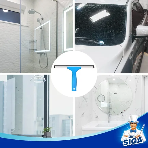 Vista 6 de MR.SIGA Combo profesional de limpieza de ventanas, escobilla de goma y limpiador de ventanas de microfibra, 10 pulgadas