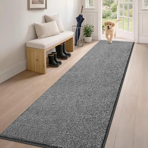 Vista 21 de PURRUGS Tapete para puerta con atrapamiento de suciedad, 20 x 31.5 pulgadas, antideslizante, lavable a máquina, tapete para puerta de perro, tapete