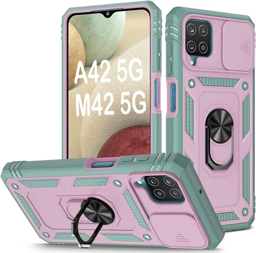 Vista 183 de PASNEW Funda militar para iPhone 13 Pro Max, cubierta de cámara deslizante y soporte de anillo de metal de 360°, carcasa rígida multicapa resistente