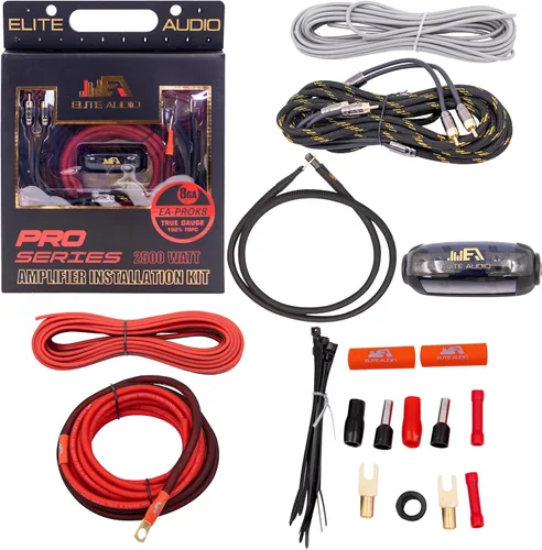 Vista 10 de Elite Audio Kit de cableado de amplificador dual calibre 0, kit de instalación de amplificador OFC de 5000 W para 2 amplificadores - EA-PROK0-DUAL