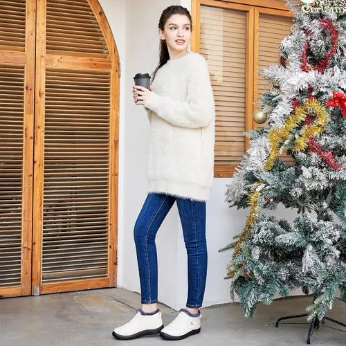 Vista 6 de Botas de nieve de invierno para mujer, impermeables, con forro de piel, cómodas, botas de exterior cálidas, antideslizantes, para invierno