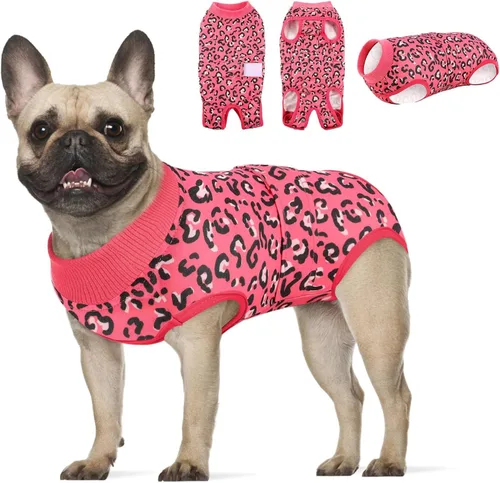 Vista 11 de KOESON Traje de recuperación de cirugía ligero y suave para perros pequeños Rosa claro leopardo