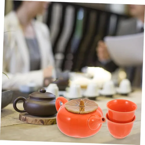 Vista 5 de Juego de té de porcelana de 3 piezas, tetera y tazas de cerámica Teaware Set Kung Fu Teapot