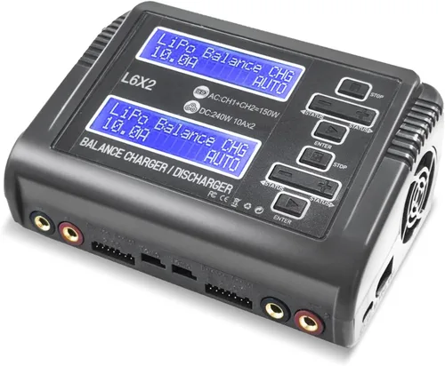 Vista 6 de LiPo Cargador de batería Dual RC Cargador de batería Descargador 240W 10A para 1-6S LiPo LiHV Li-ion Life 1-15S NiCD NiMH PB Baterías inteligentes