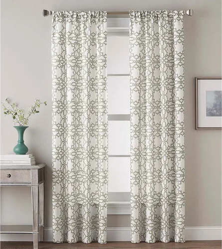 Vista 10 de CHF Lotus Harmony - Cortina con estampado geométrico, 63 pulgadas, lino