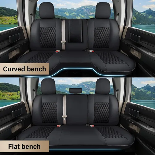 Vista 56 de Coverado Juego completo de fundas de asiento de ajuste personalizado para Chevy Silverado/GMC Sierra 2014-2018 1500, 2015-2019 2500HD 3500HD Negro