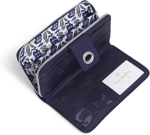 Vista 3 de Vera Bradley Cartera Turnlock de sarga de rendimiento para mujer con protección RFID