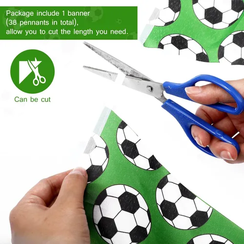 Vista 3 de Tatuo Decoraciones de fiesta de fútbol de 32.8 pies, banderines de fútbol, banderines temáticos, banderines triangulares, banderines para deportes