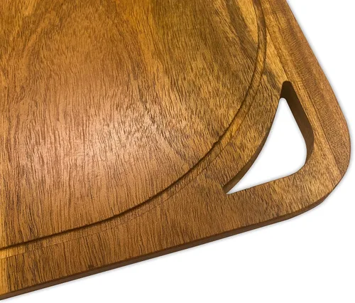 Vista 6 de Affinity Decor Tabla de cortar grande 100% madera para queso de cocina, tablas de charcutería resistentes, platos para servir con asas y ranuras