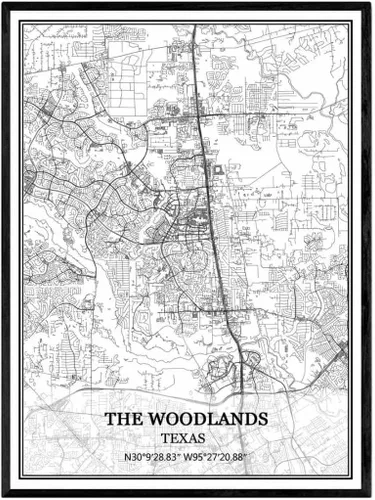 Vista 11 de Póster de pared de Port Arthur Texas, Estados Unidos América Mapa, impresión sobre lienzo, sin marco, moderno mapa blanco y negro BKWH-01864