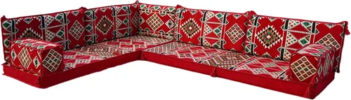 Vista 41 de arabicsofa Juego de sofás árabes tradicionales en forma de L - Sofás seccionales marroquíes - Asientos Majlis orientales para sala de estar