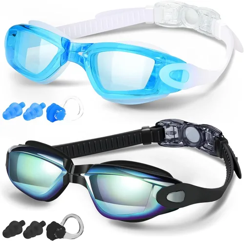 Vista 8 de COOLOO Gafas de natación, paquete de 2 gafas de natación para hombres y mujeres, gafas de natación para adultos, jóvenes, adolescentes, niños, gafas