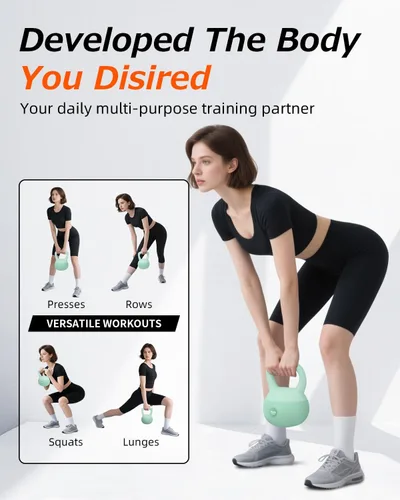 Vista 6 de Soft Kettlebell, Safe Strength Training Kettle bell, Cushioned Impact-Resistant Base and Anti-Slip Grip Weight, Kettlebells Set for Home Workouts