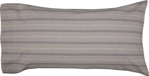 Vista 2 de Juego de 2 fundas de almohada de tamaño King Gray Gables, 21 x 40 pulgadas, gris, carbón, rayas blancas rotas, ropa de cama estilo vintage