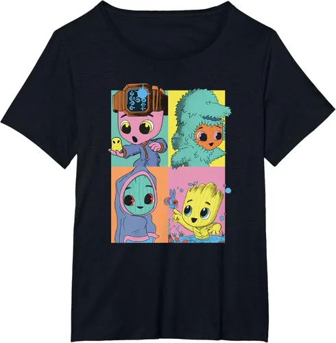 Vista 26 de Marvel I Am Groot Pop Art Costumes Box Up Camiseta, Negro