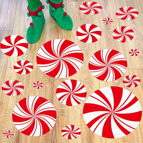 Vista 2 de Ceiba Tree Calcomanías de piso de menta autoadhesivas, calcomanías de Navidad para fiestas, aulas, eventos y decoración de garaje, 36