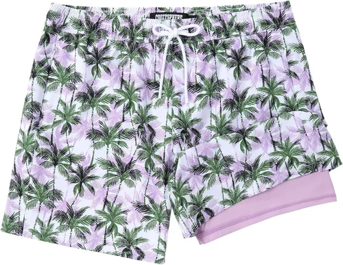 Vista 29 de Mens Swim Trunks with Compression Liner 5 Inch Inseam Swimming Trunks Shorts for Men