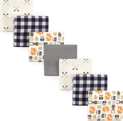 Vista 43 de Hudson Baby Unisex Baby Cotton Flannel Receiving Blankets Bundle, Neutral Woodland Pals, One Size (Pack of 2)