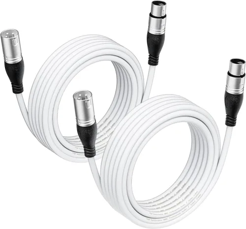 Vista 7 de EBXYA Cable XLR de 2 pies, paquete de 10 unidades, cable de micrófono equilibrado premium con cable XLR de 3 pines macho a hembra, color negro