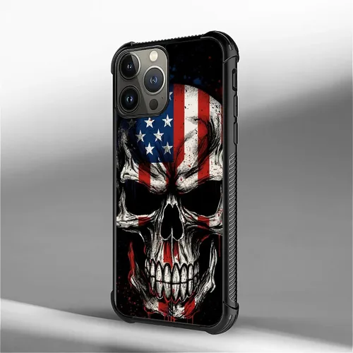 Vista 436 de Funda compatible con iPhone 8, a prueba de golpes, antiarañazos, bandera de ciervos de cola blanca de grano de madera estadounidense