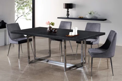 Vista 2 de Meridian Furniture Karina Collection Modern - Silla de comedor tapizada de terciopelo contemporánea con patas de metal resistentes, juego de 2, 19.5
