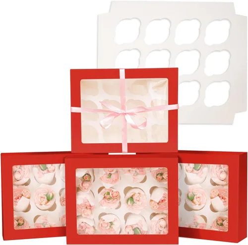 Vista 15 de Bakepacker Contenedores para 12 Cupcakes 10-Paquetes Caja de Cupcakes Roland Transportador de Cupcakes, 12 Cajas para Cupcakes con Ventana