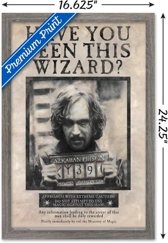 Vista 3 de Trends International El Mundo Mágico: Harry Potter - Póster de Buscado de Sirius Black, Póster de Pared, 14.725" x 22.375", Versión con Marco