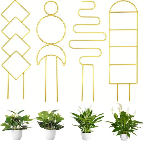 Vista 10 de 4 piezas de mini enrejado de metal para plantas en maceta, soporte de escalada para enredaderas Hoya (negro)