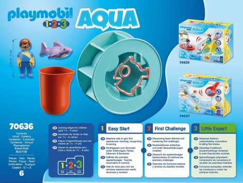 Vista 4 de PLAYMOBIL 1.2.3 Rueda de agua Aqua con Baby Shark