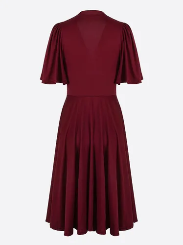 Vista 4 de VIJIV Vestido de cóctel vintage de la década de 1920 con cuello en V y mangas