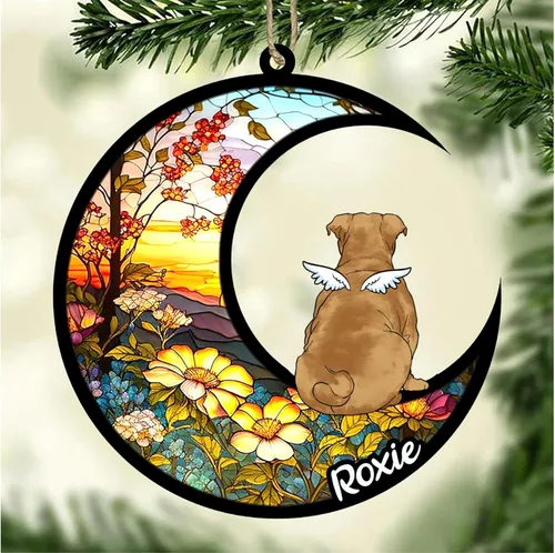 Vista 561 de LOVELYPOD Adorno de Navidad personalizado para perro Basset Hound (marrón) Basset Hound (marrón) adorno para atrapasoles de perro, razas de perros