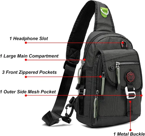 Vista 4 de Mochila Nicgid Sling bag crossbody bolsas para tablet ipad al aire libre, senderismo