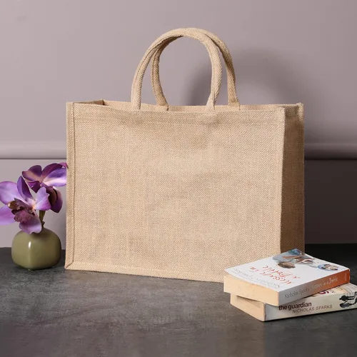 Vista 2 de Yogi's - Paquete de 5 bolsas de yute reutilizables con asas, bolsas de arpillera
