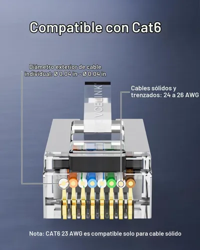 Vista 3 de VCE Paquete de 25 conectores de paso RJ45 blindados Cat6 con botas de alivio de tensión RJ45 (negro), extremo Cat 6/Cat 5e, enchufe modular Ethernet