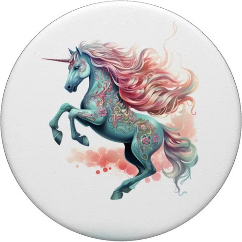Vista 3 de PopSockets PopGrip intercambiables de melena fluida rosa unicornio floral