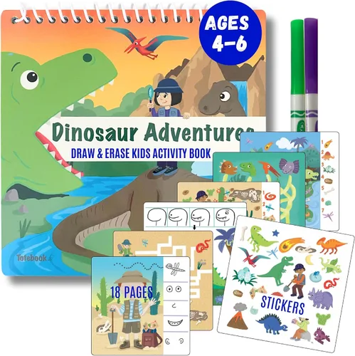 Vista 12 de Totebook Libro de Actividades Educativas de Viaje para Niños con Marcadores Lavables - Actividades de Auto y Avión, Juguetes Educativos para Niños