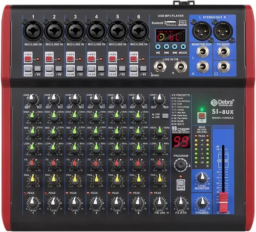 Vista 10 de D Debra Mezclador de grabación portátil profesional de la serie SI con 99 DSP efectos digitales preamplificadores de micrófono y USB para consola
