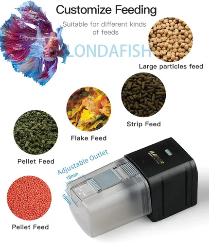 Vista 3 de LONDAFISH Comedero de pescado, plástico, múltiples mascotas Automatic Fish Feeder for Aquarium Auto Food Dispenser with Timer Fish Food Dispenser