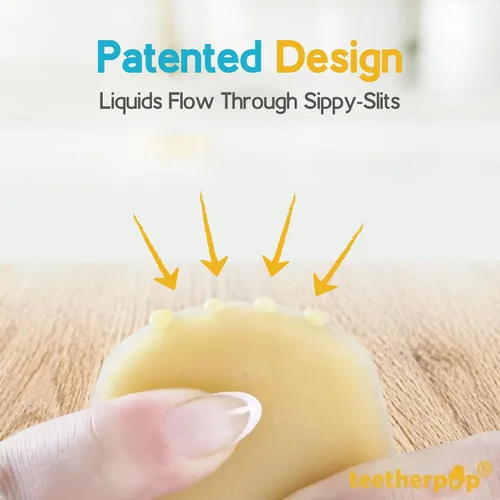 Vista 4 de Teetherpop Mordedor de silicona rellenable para bebés – Moldes de paletas de leche materna para la dentición con ranuras antiderrame – Mordedores
