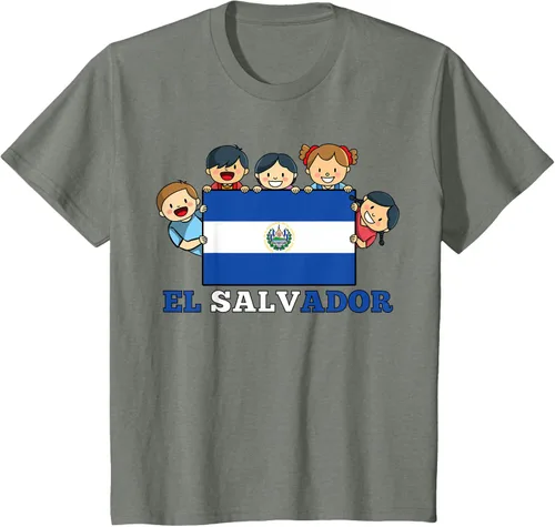 Vista 82 de Camiseta salvadoreña del Mes de la Herencia Hispana con la bandera de El Salvador para niños, Negro