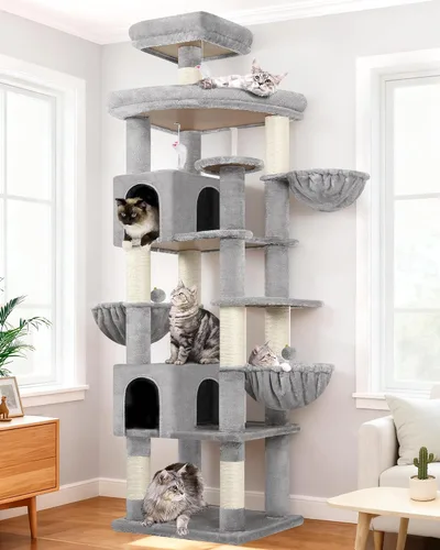Vista 13 de Globlazer Torre de árbol para gatos extra grande, 82 pulgadas de alto, árbol para gatos de interior, torre grande para gatos grandes y adultos con 8