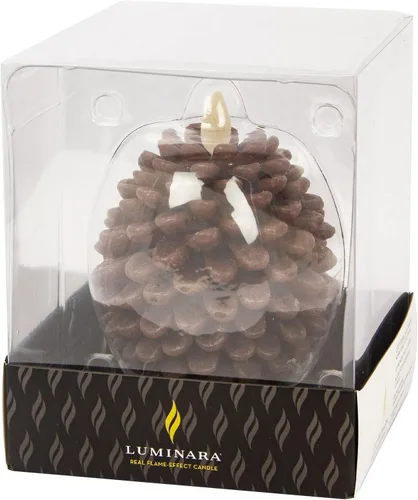 Vista 7 de Luminara Pinecone - Velas sin llama, con acabado marrón tiza, figuras de piña, velas LED de cera real sin perfume, funcionan