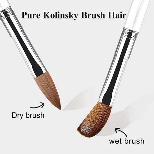 Vista 3 de Kolinsky - Cepillo de uñas acrílicas, 100% cabello Kolinsky, cepillo profesional de arte de uñas para aplicación acrílica, extensión de uñas