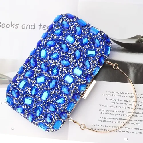 Vista 7 de Bolso de mano de lentejuelas brillantes con diamantes de imitación para mujer, bolso de mano de noche, bolso de hombro para boda, fiesta, baile