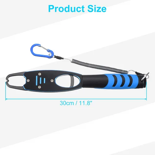 Vista 2 de PATIKIL Clip de labios de pescado con escala, 40 libras (39.7 lbs) de aleación de aluminio, clip de labios de pesca profesional, herramienta de Azul