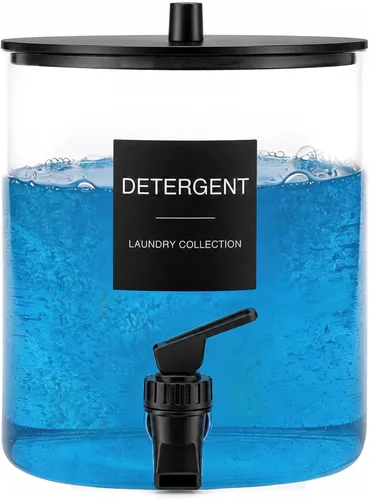 Vista 7 de TIPGO Dispensador de detergente para ropa de vidrio de 1 galón con espiga, recipiente de jabón líquido de lavandería de 128 onzas y suavizante
