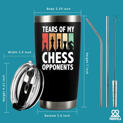 Vista 5 de Panvola Tears Of My Chess Opponents - Regalos de ajedrez para jugadores, entrenadores, amantes del ajedrez, papá, novio, marido, hermano, vaso