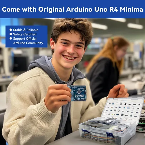 Vista 2 de SunFounder Kit de sensor definitivo con Arduino Uno R4 Minima, compatible con RoHS, sensores duraderos IoT ESP8266 IIC LCD1602 OLED, tutoriales